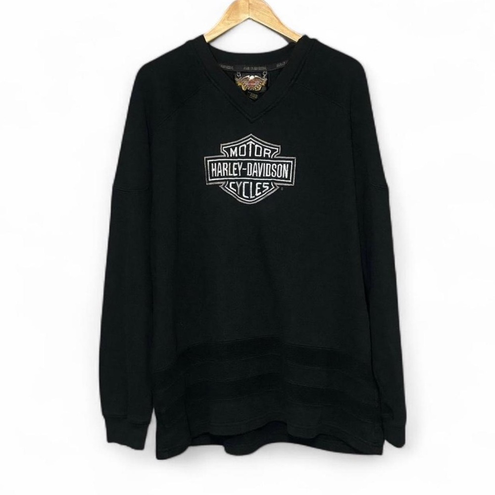 Harley Davidson Black Vintage Logo V-Neck Sweatshirt